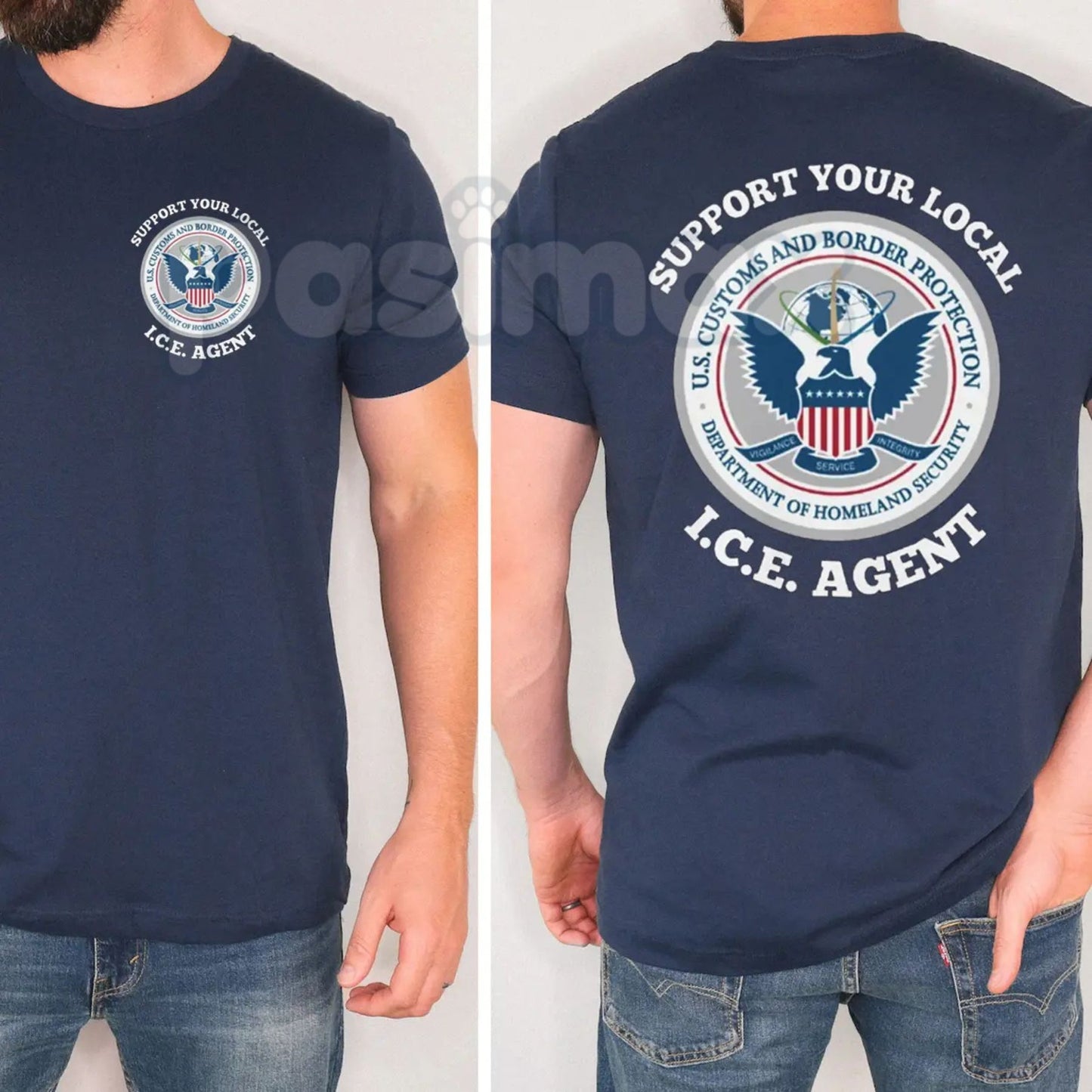 "Support Your Local ICE Agent" Professional Tee - Federal Law Enforcement Solidarity Shirt, Border Security Support Graphic Top, Premium Heavyweight Unisex 100% Cotton Tee, Patriotic Honor Our Agents Apparel, Durable Duty-Inspired Statement Shirt-Pasimax
