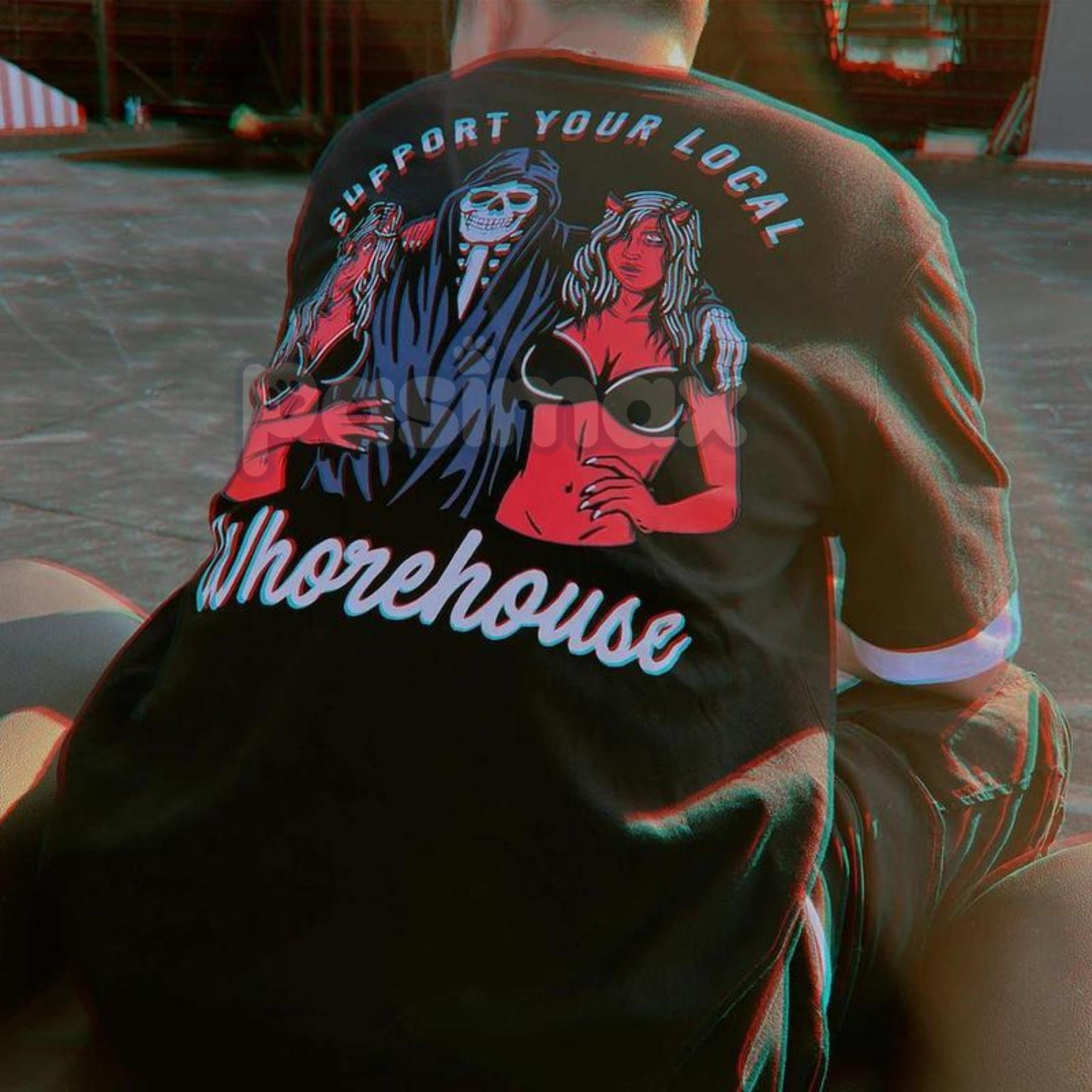"Support Your Local Whorehouse" T-Shirt - Funny Adult Humor Slogan Tee, Provocative Statement Apparel, Unisex Edgy Gift-Pasimax