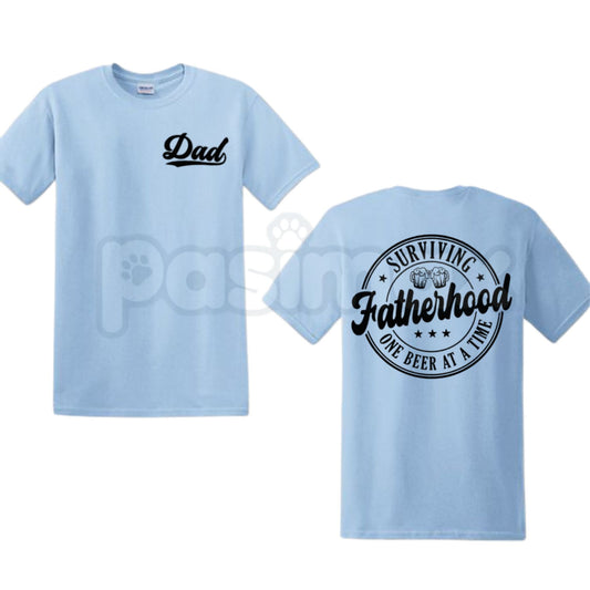 "Surviving Fatherhood One Beer At A Time" T-Shirt – Funny 2-Sided Dad Gift Tee-Pasimax