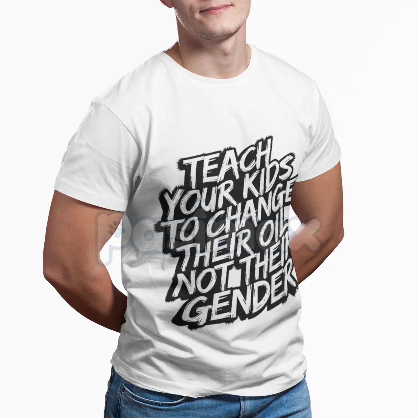 "Teach Kids to Change Oil Not Gender" T-Shirt - Bold Political Statement Tee, Traditional Values Apparel, Skills over Social Agenda Shirt-Pasimax