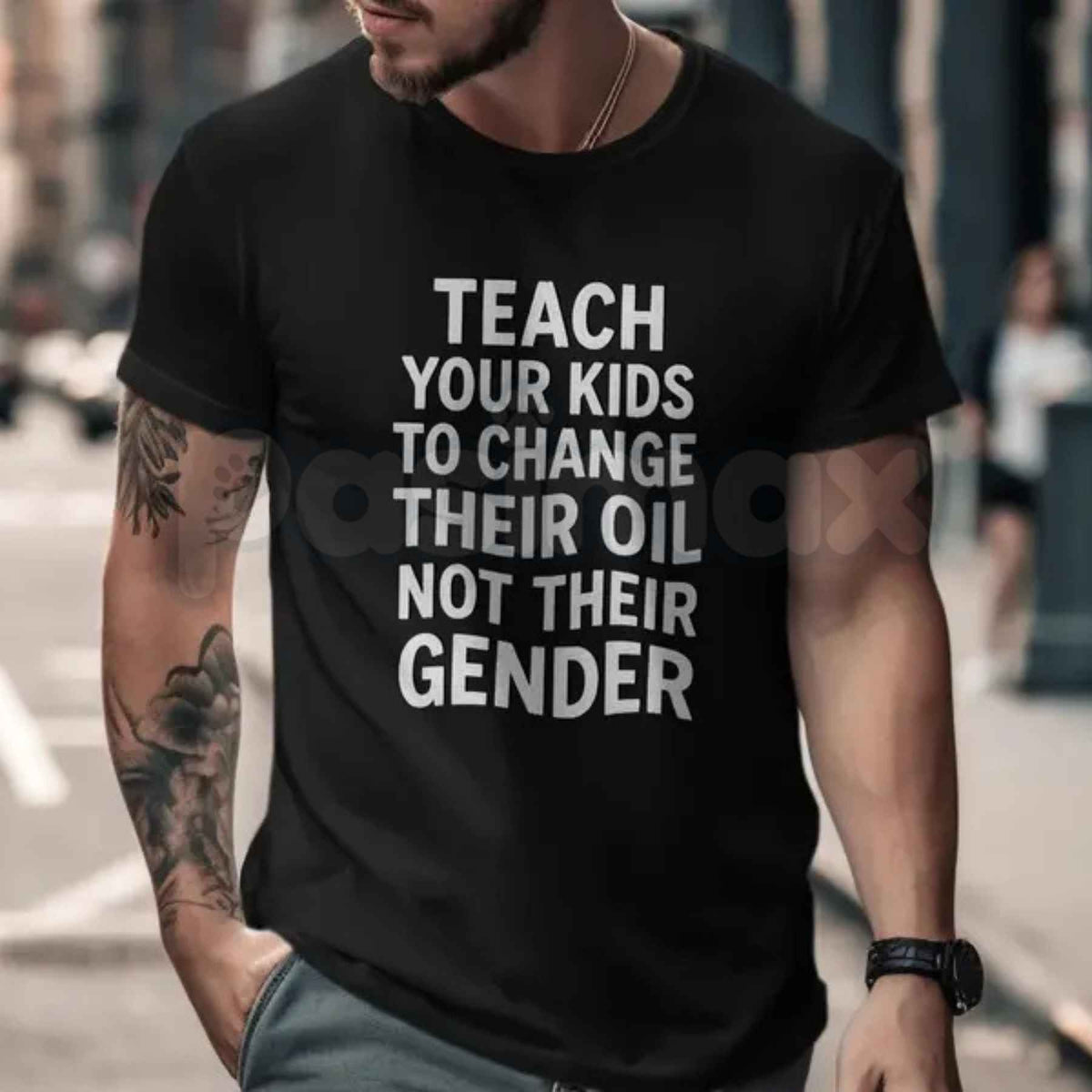 Teach Your Kids To Change Their Oil T-Shirt – Mechanic Car Guy Funny Political Satire Unisex Tee-Pasimax