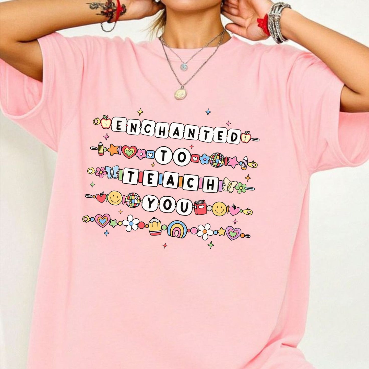 Teacher Appreciation T-Shirt – Back to School Friendship Bracelet Tee, First Day of School Shirt, Cute Teacher Gift, Comfort Colors-Pasimax