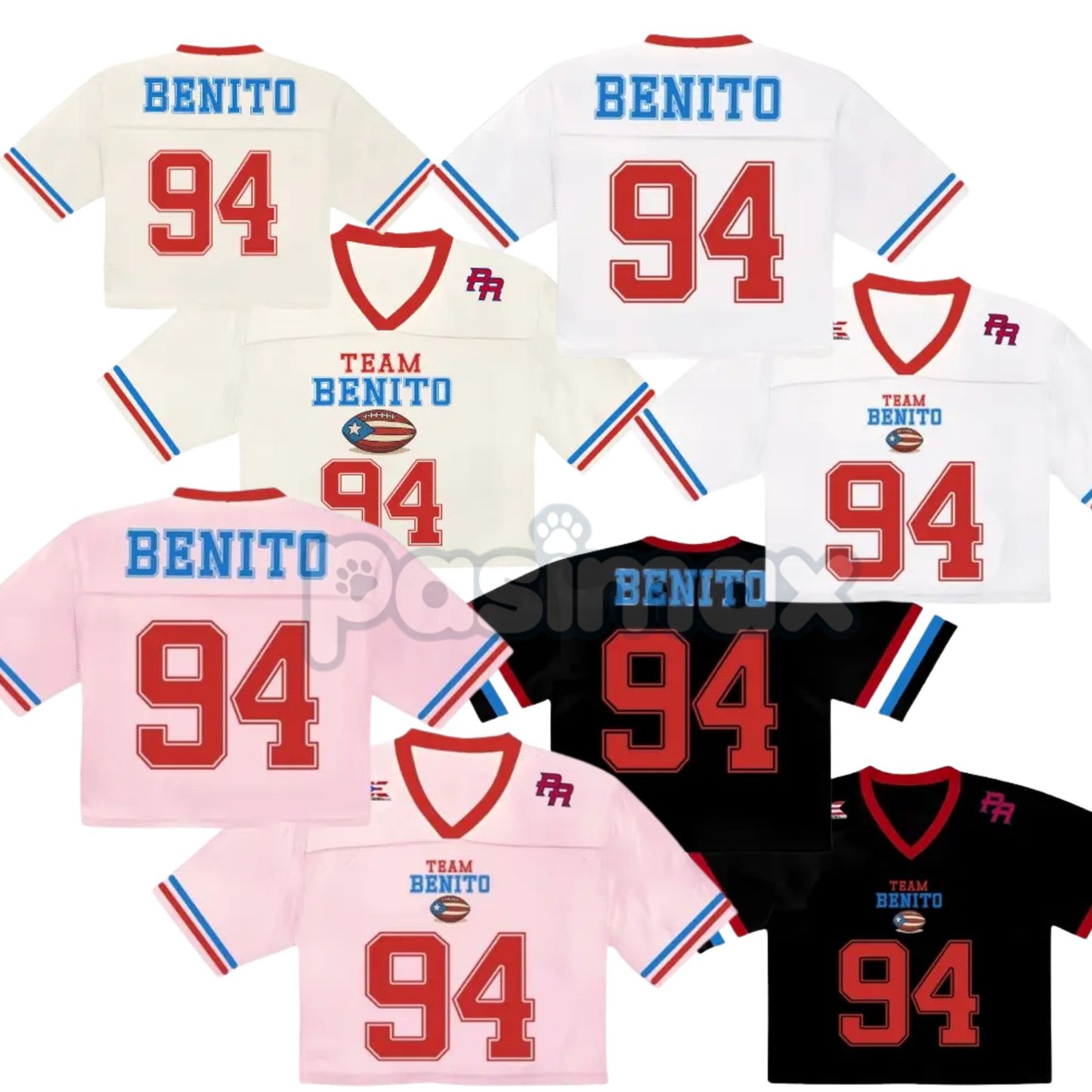 Team Benito Puerto Rico Crop Top Football Jersey – Bad Bunny Inspired Unisex Mesh Tee, PR Flag Streetwear Shirt-Pasimax
