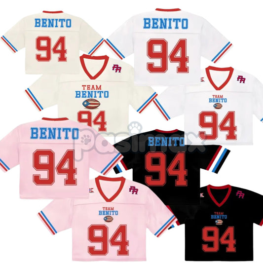 Team Benito Puerto Rico Crop Top Football Jersey – Bad Bunny Inspired Unisex Mesh Tee, PR Flag Streetwear Shirt-Pasimax