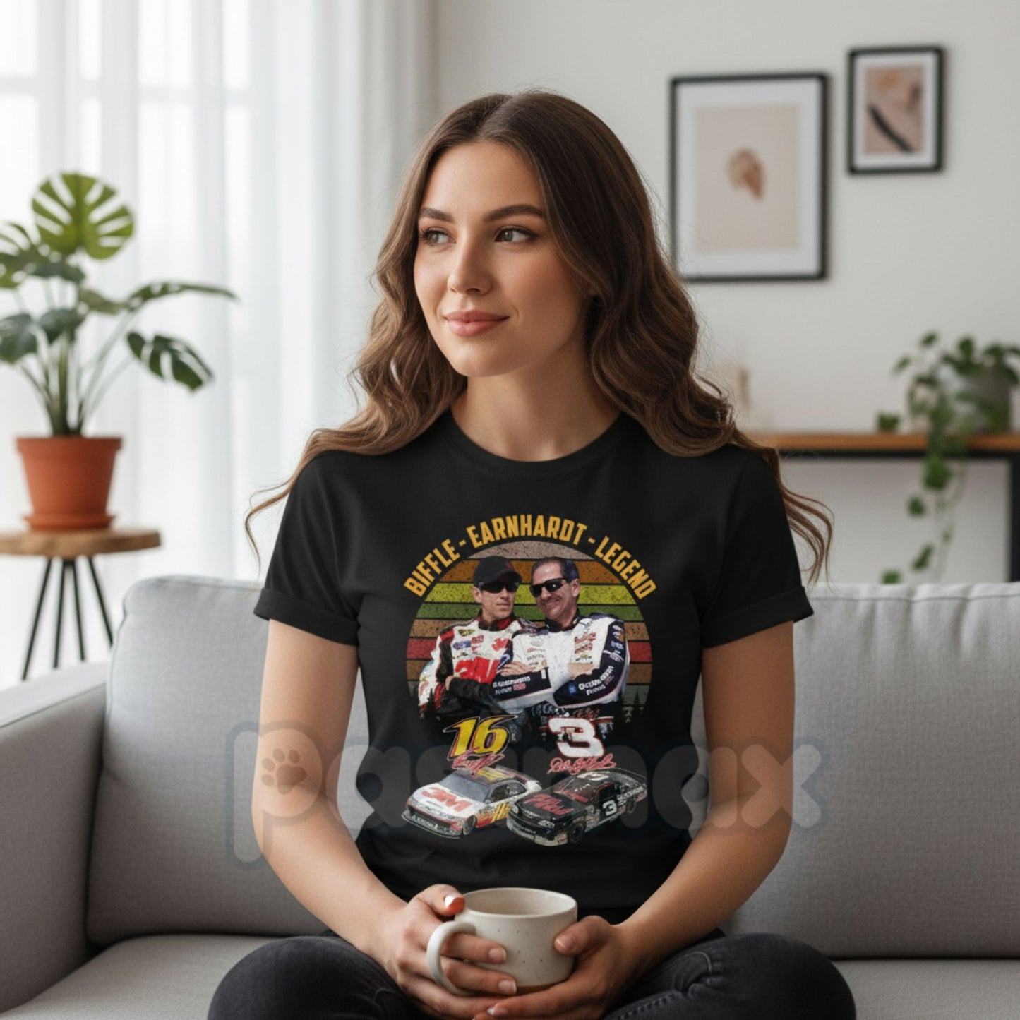 The Biff #16 & Earnhardt "Legends Never Die" T-Shirt - Vintage Racing Graphic Tee, Classic NASCAR Inspired Fan Apparel, Greg Biffle & Dale Earnhardt Tribute Shirt-Pasimax