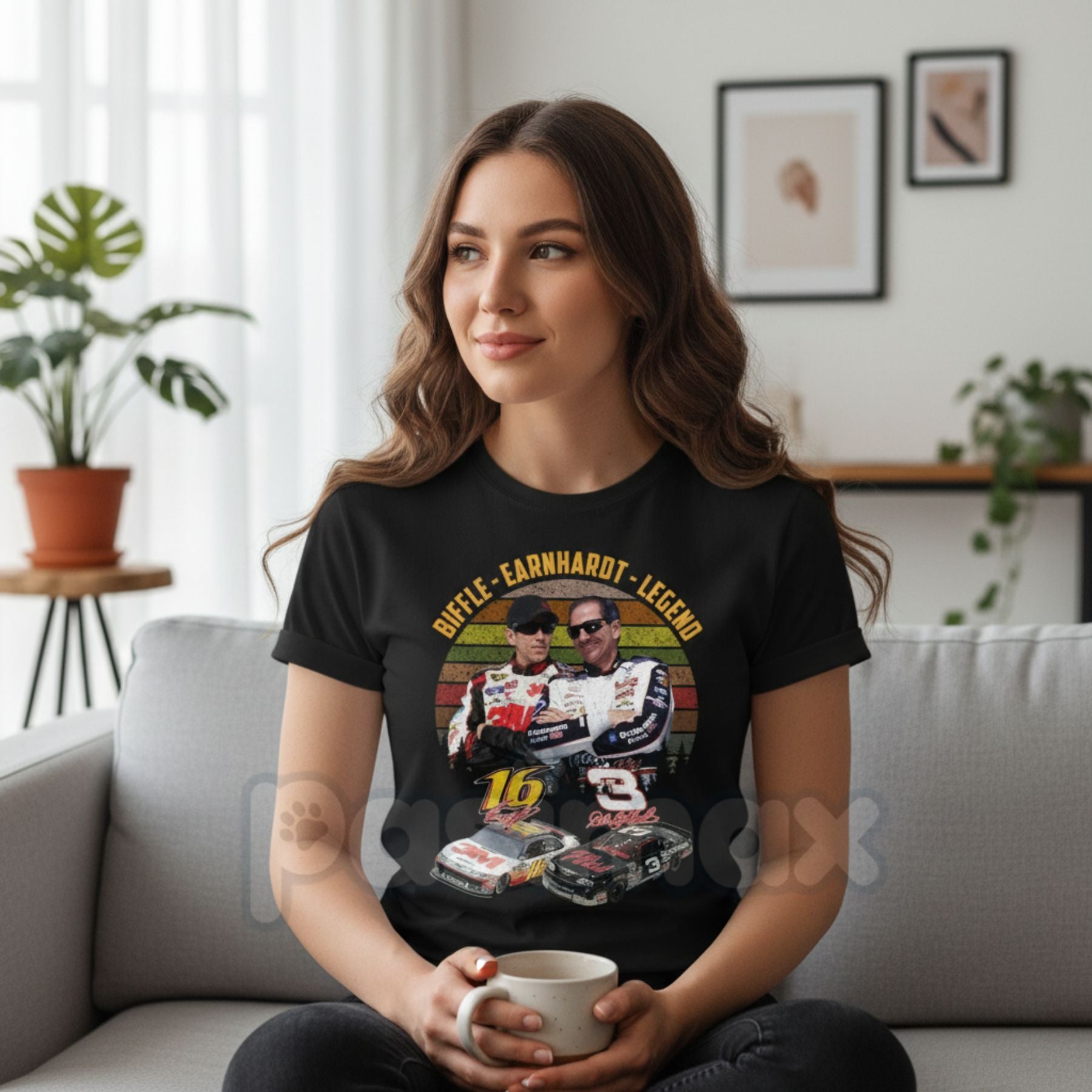 The Biff #16 & Earnhardt "Legends Never Die" T-Shirt - Vintage Racing Graphic Tee, Classic NASCAR Inspired Fan Apparel, Greg Biffle & Dale Earnhardt Tribute Shirt-Pasimax