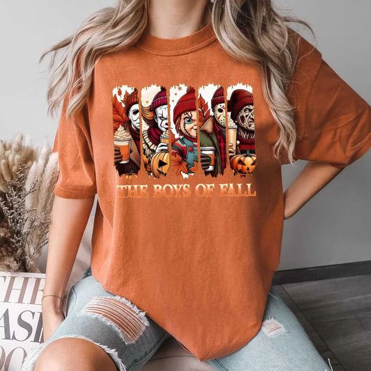'The Boys Of Fall' Horror Shirt – Fall Vibes Halloween Tee, Horror Friends Autumn Shirt, Cozy Season Fan Gift, Unisex Graphic Top-Pasimax