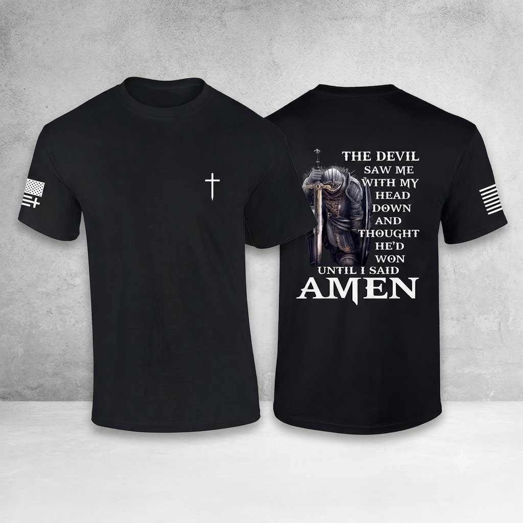 "The Devil Saw Me With My Head Down" Graphic T-Shirt – Dark Aesthetic Stoic Resilience Unisex Crewneck Tee-Pasimax