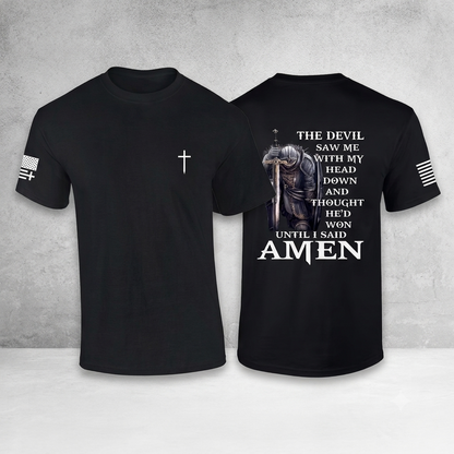 "The Devil Saw Me With My Head Down" Graphic T-Shirt – Dark Aesthetic Stoic Resilience Unisex Crewneck Tee-Pasimax