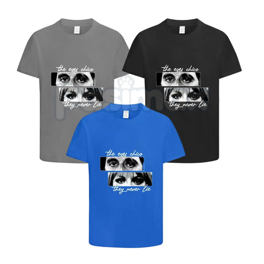 "The Eyes Chico They Never Lie" Scarface T-Shirt – Tony Montana Cinematic Graphic Tee, Premium 100% Cotton 80s Crime Drama Top, Soft Lived-In Heavyweight Iconic Quote Shirt, Made in USA-Pasimax