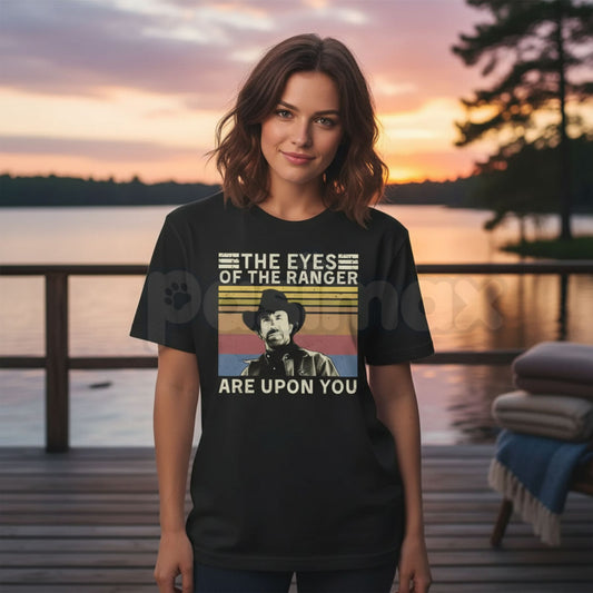 "The Eyes Of The Ranger" T-Shirt – Walker Texas Ranger Graphic Tee, Premium 100% Cotton Lone Star Justice Top, Soft Lived-In Heavyweight Chuck Norris Fan Shirt, Made in USA-Pasimax