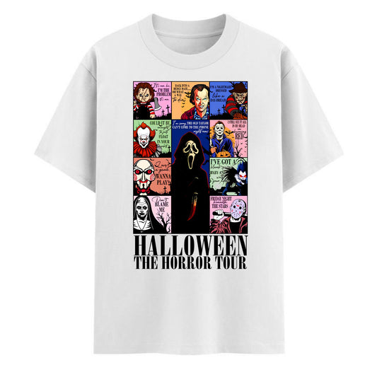 "The Horror Tour" T-Shirt - Creepy Halloween Graphic Tee, Vintage Style Horror Movie Fan Gift-Pasimax