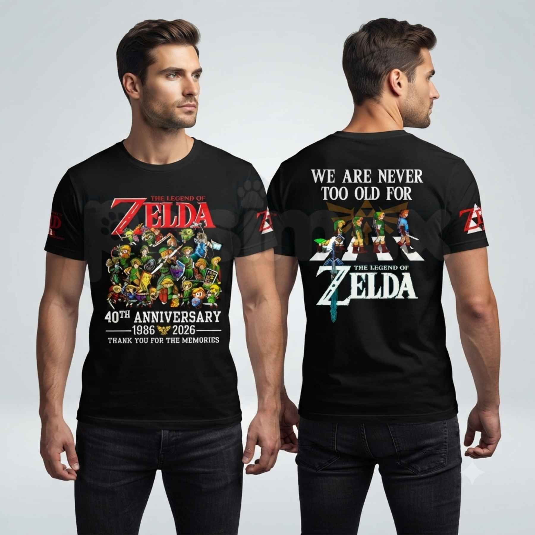 The Legend of Zelda 40th Anniversary T-Shirt – Retro Gaming Milestone Unisex Graphic Tee-Pasimax