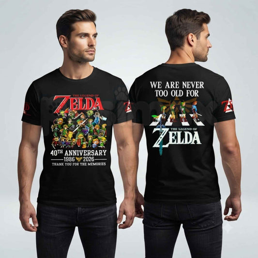 The Legend of Zelda 40th Anniversary T-Shirt – Retro Gaming Milestone Unisex Graphic Tee-Pasimax