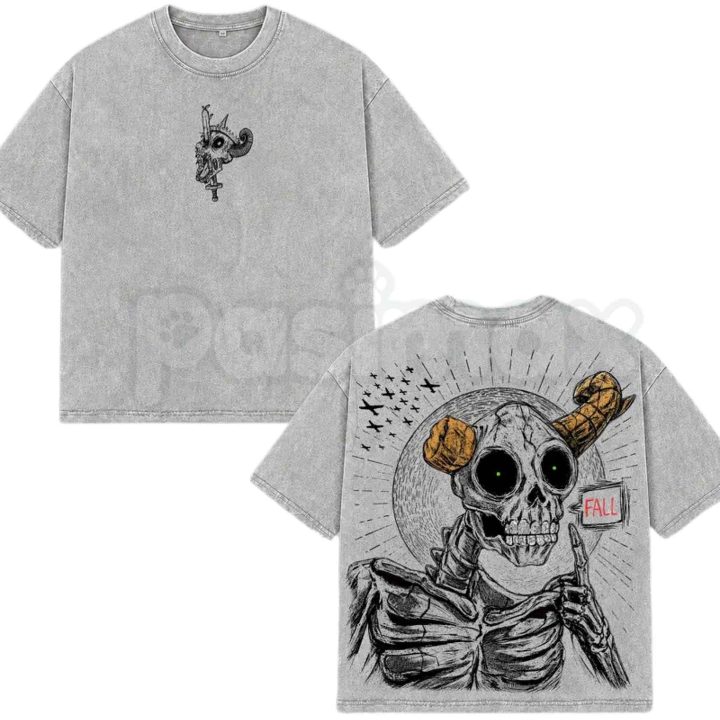 The Lich Adventure Time Oversized T-Shirt – Retro Double Printed Dark Fantasy Graphic Tee, Vintage Washed Lightweight Cotton Unisex Top-Pasimax