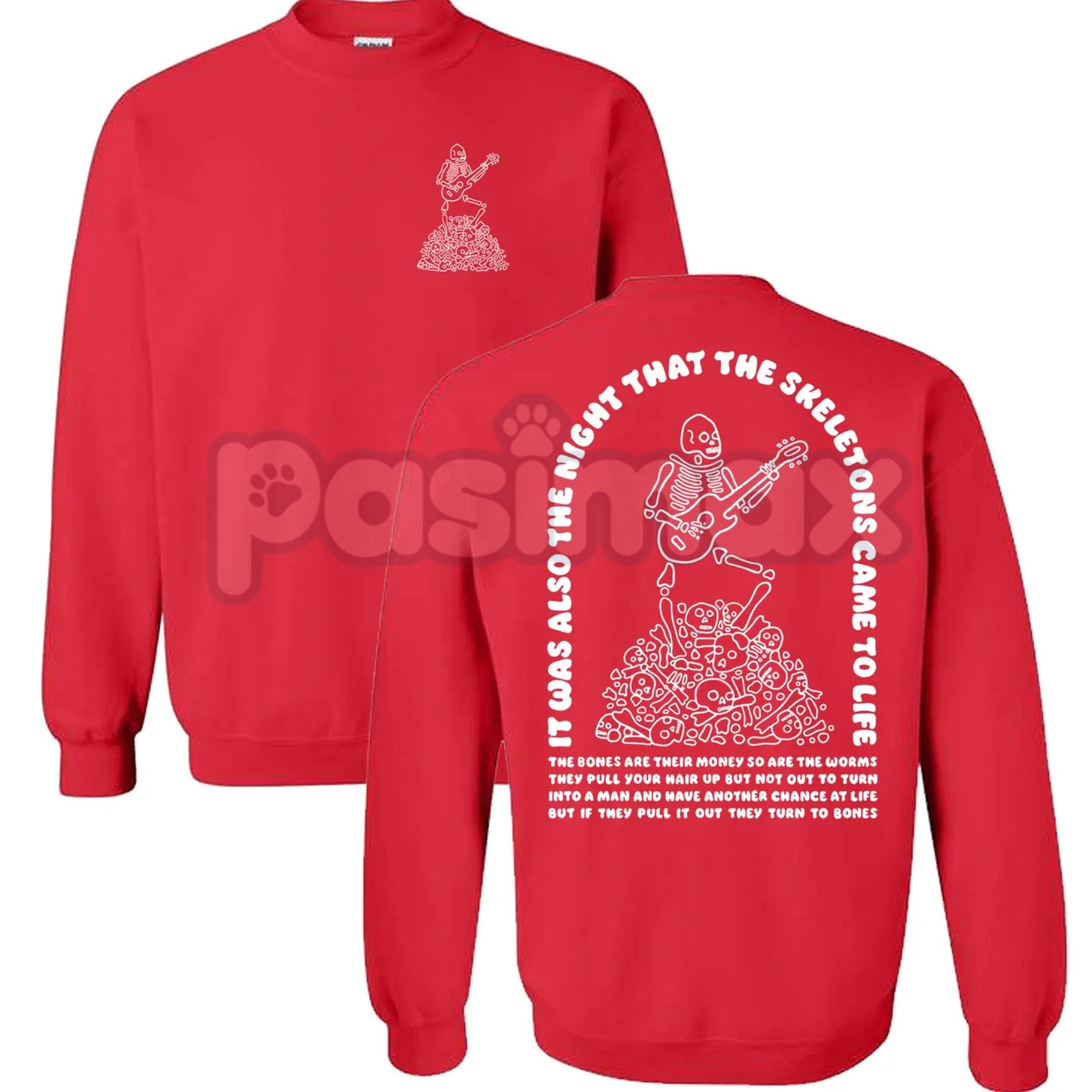 The Night That The Skeletons Came To Life Unisex Sweatshirt | Absurdist Spooky Cute Jumper | Niche Meme Apparel Gift-Pasimax