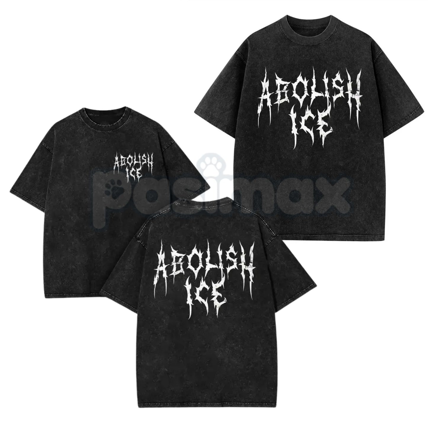 The Resistance Tour: ABOLISH ICE Heavy Metal Tee – Vintage Washed Distressed Streetwear, Radical Activist Graphic Top-Pasimax