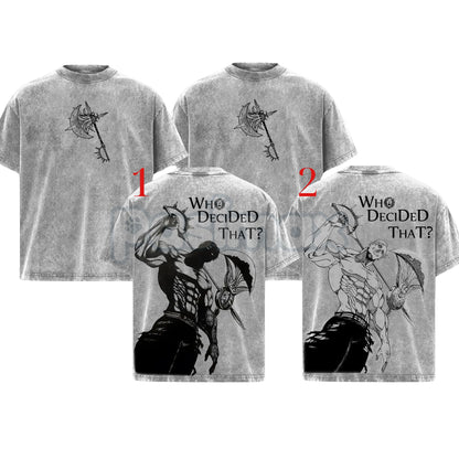 The Seven Deadly Sins Washed T-Shirt – Retro Vices Graphic Tee, Heavy Cotton Streetwear-Pasimax
