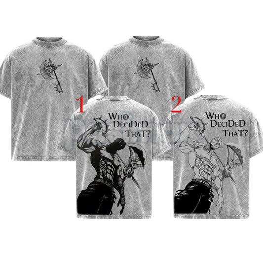 The Seven Deadly Sins Washed T-Shirt – Retro Vices Graphic Tee, Heavy Cotton Streetwear-Pasimax