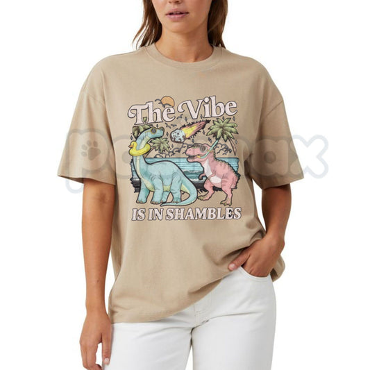 "The Vibe Is In Shambles" T-Shirt – Funny Relatable Quote Graphic Tee, Remastered Heavy Cotton Chaos Statement Top, Soft Lived-In Heavyweight Mood Shirt, Made in USA-Pasimax