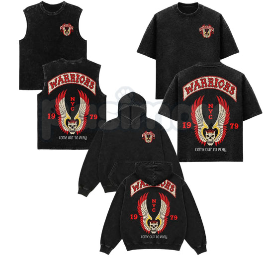 The Warriors 1979 Movie Vintage Washed Apparel – Retro Cult Film Graphic Tank Top, T-Shirt & Hoodie, Mineral Wash Lightweight Cotton Unisex Top-Pasimax
