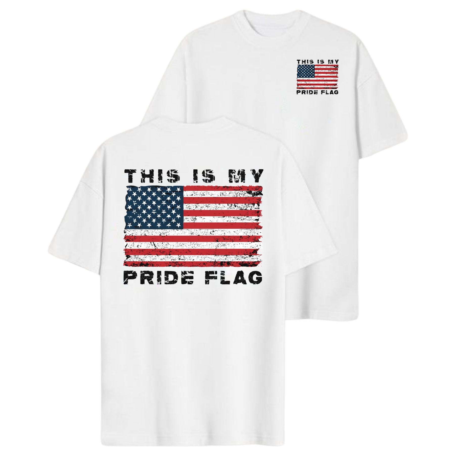 "This is My Pride Flag" T-Shirt - Distressed American Flag Tee for the 4th of July-Pasimax