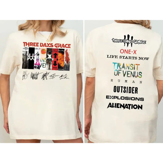 Three Days Grace Two-Sided Album T-Shirt - Rock Band Concert Tee, Official Fan Merch, Unisex Gift-Pasimax