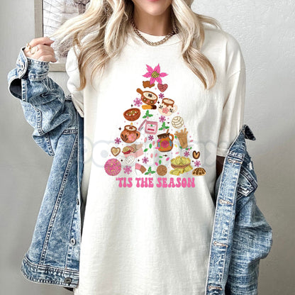 "Tis The Season Mexican Christmas Tree T-Shirt" - Tamales Pan Dulce Holiday Tee, Festive Latinx Christmas Apparel, Unique Foodie Xmas Gift-Pasimax