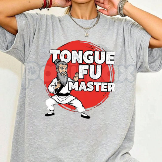 "Tongue Fu Master" Funny T-Shirt – Martial Arts Parody Graphic Tee, Premium 100% Cotton Witty Wordplay Top, Soft Lived-In Heavyweight Sarcastic Humor Shirt, Made in USA-Pasimax
