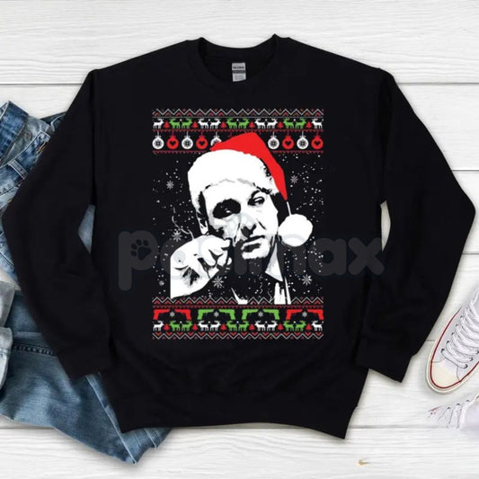 Tony Soprano Ugly Christmas Sweatshirt | Funny Mafia Holiday Jumper | Sopranos TV Show Fan Crewneck | Bada Bing Xmas Gift-Pasimax