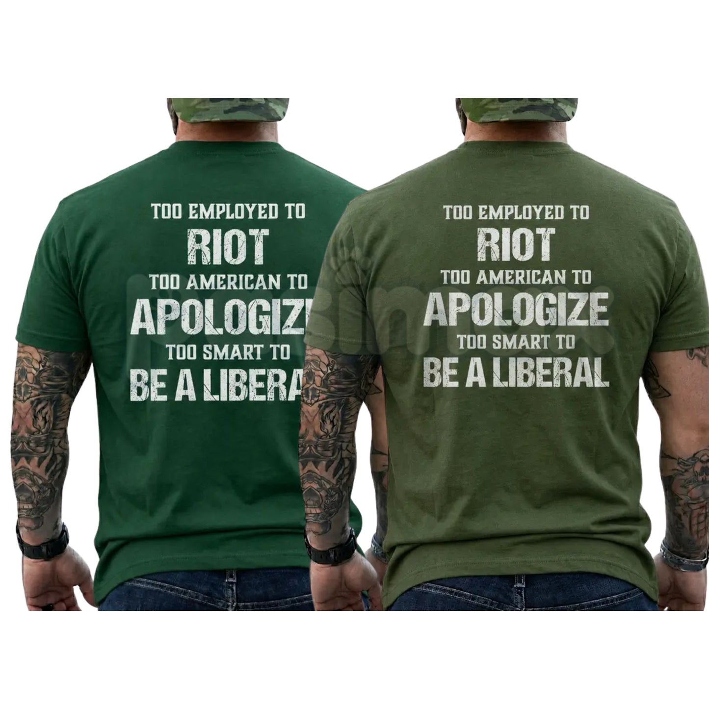 Too Employed Too American T-Shirt – Sarcastic Statement Typography Tee, Funny Hardworking Blue-Collar Graphic Shirt-Pasimax