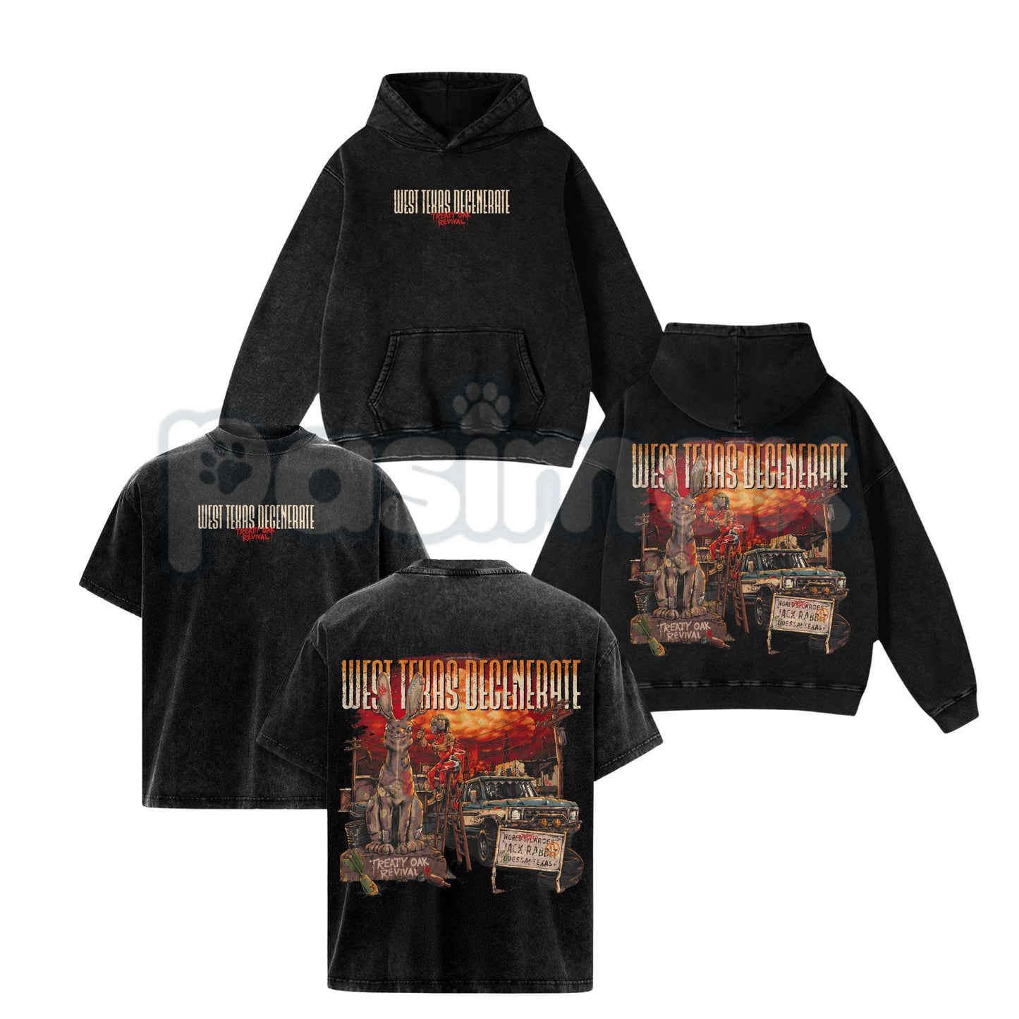 Treaty Oak Revival "West Texas Degenerate" Retro T-Shirt – Washed Heavy Cotton Band Tee-Pasimax