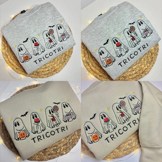 Tricotri Mexican Ghost Crewneck Sweatshirt – Spooky Embroidered Sweater-Pasimax