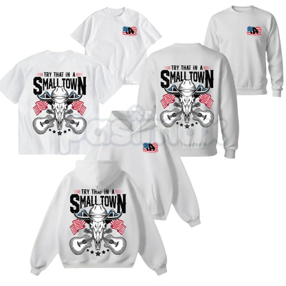 Try That In A Small Town Hoodie – Vintage Country Music JA Shirt & Retro Western Movie Sweatshirt-Pasimax