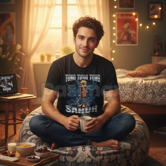 "Tung Tung Tung Sahur" Traditional Design T-Shirt – Festive Ramadan Beat Graphic Tee, Premium 100% Cotton Cultural Heritage Top, Soft Lived-In Heavyweight Comfort Shirt, Made in USA-Pasimax
