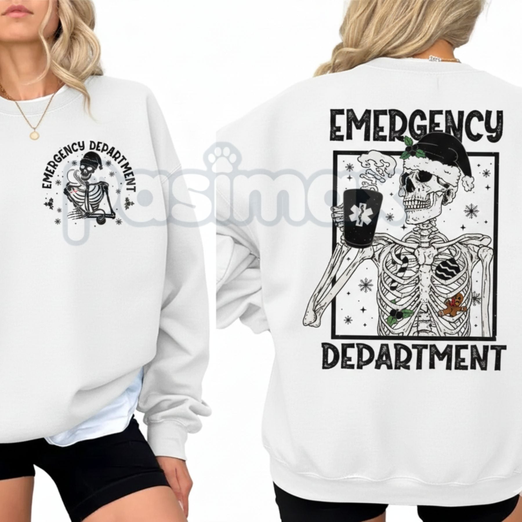 Twice the Patients Emergency Department Christmas Sweatshirt | Funny ER Holiday Staffing Jumper | Medical Chaos Xmas Gift-Pasimax