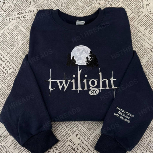 Twilight Saga Embroidered Sweatshirt – Bookish Crewneck for Fans of New Moon, Eclipse & Breaking Dawn-Pasimax