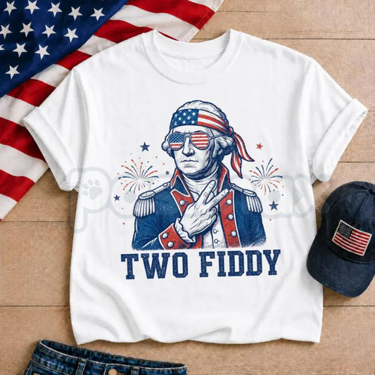 "Two Fiddy" George Washington T-Shirt – Retro 250th Anniversary Patriotic Meme Graphic Tee-Pasimax