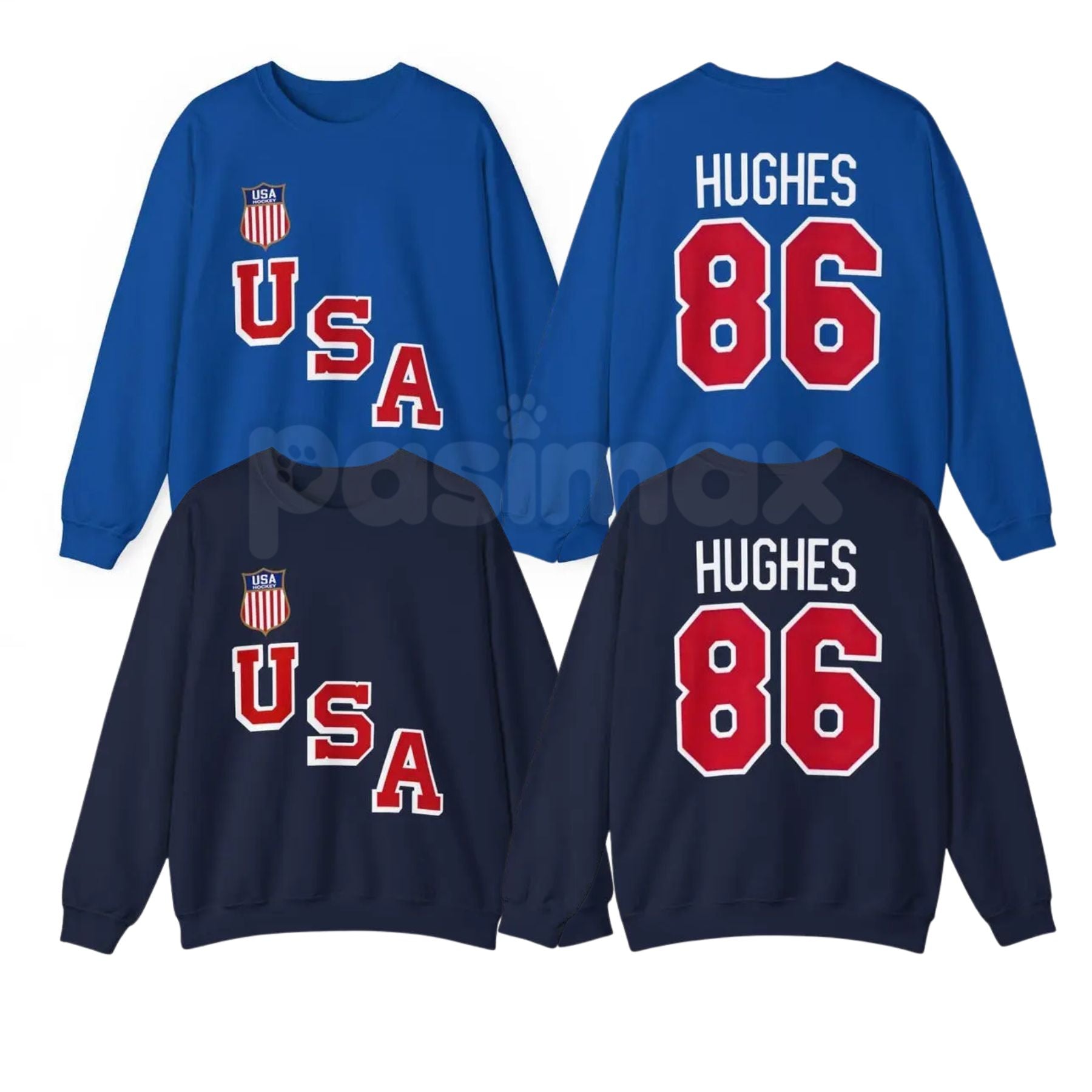 USA Hockey Jack Hughes #86 Sweatshirt | Two Sided Team USA Hockey Crewneck | Jack Hughes #86 Fan Jumper | International Hockey Stars Pullover | Aesthetic Team USA Sports Apparel | Premium Hockey Gift for FFans-Pasimax