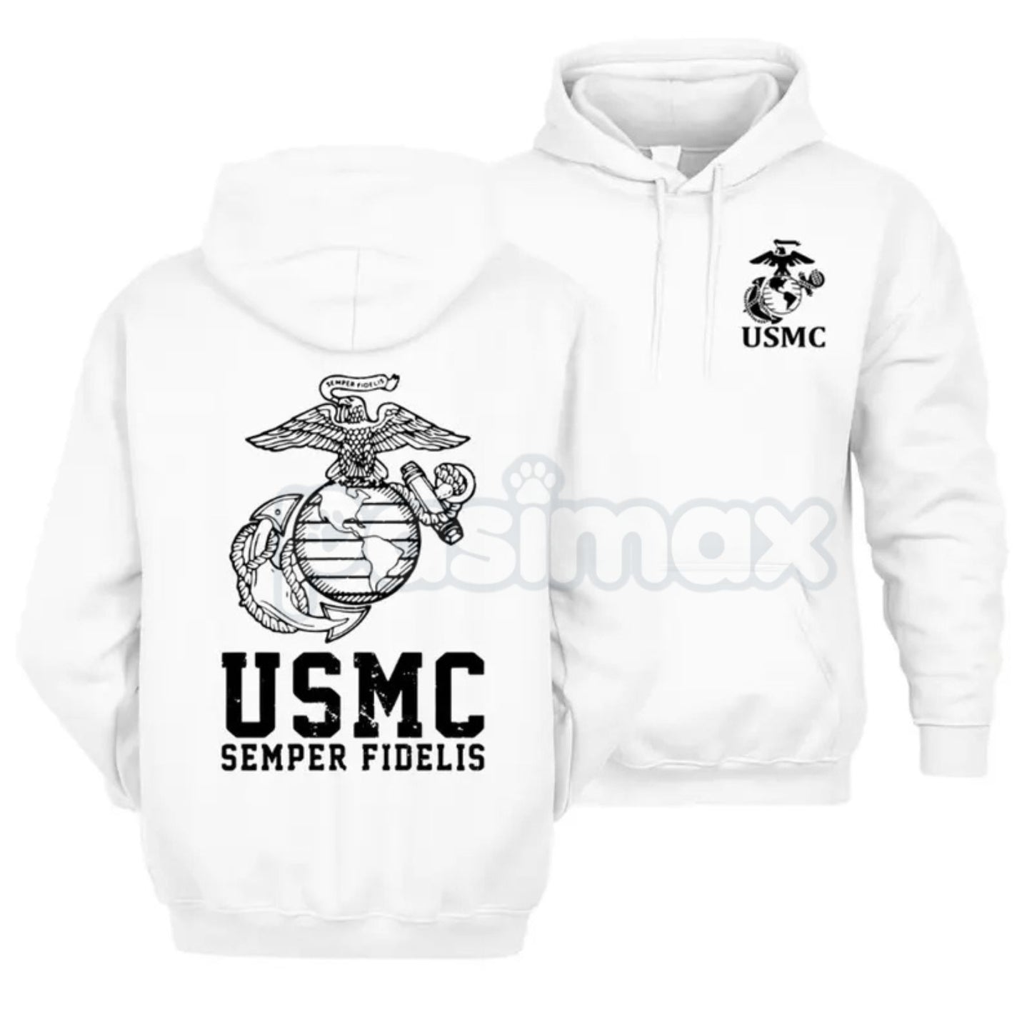 USMC Semper Fidelis Marine Corps Hoodie – Iconic Motto Pullover, Veteran & Active Duty Military Apparel, Unisex-Pasimax