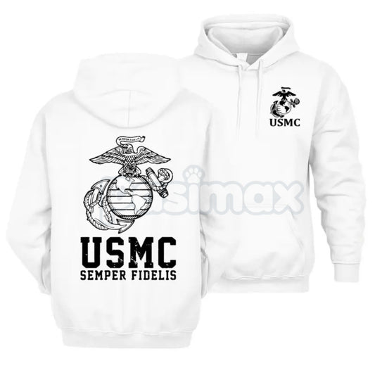 USMC Semper Fidelis Marine Corps Hoodie – Iconic Motto Pullover, Veteran & Active Duty Military Apparel, Unisex-Pasimax