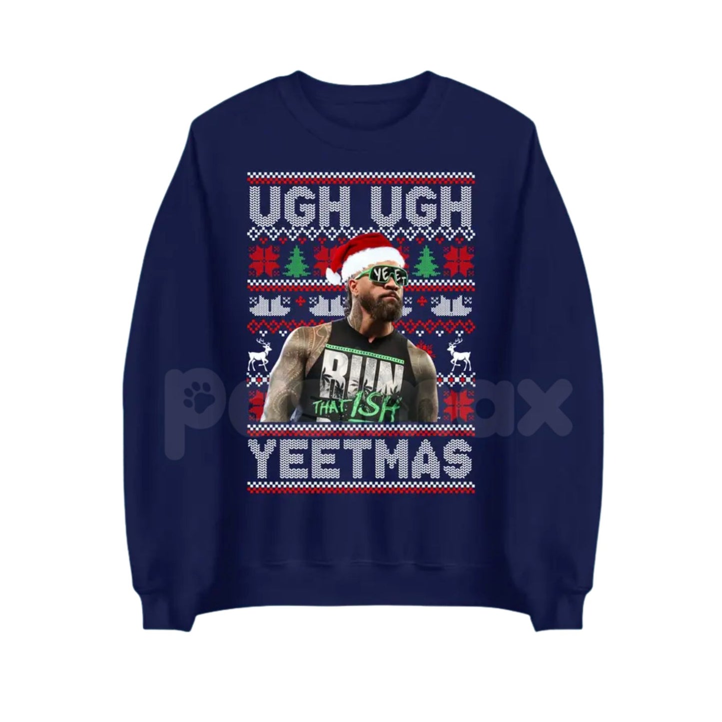 Ugh Ugh YEETMAS Jey Uso Sweatshirt | WWE Wrestling Holiday Jumper | YEET Themed Christmas Crewneck | Tribal Chief Era Fan Gift-Pasimax