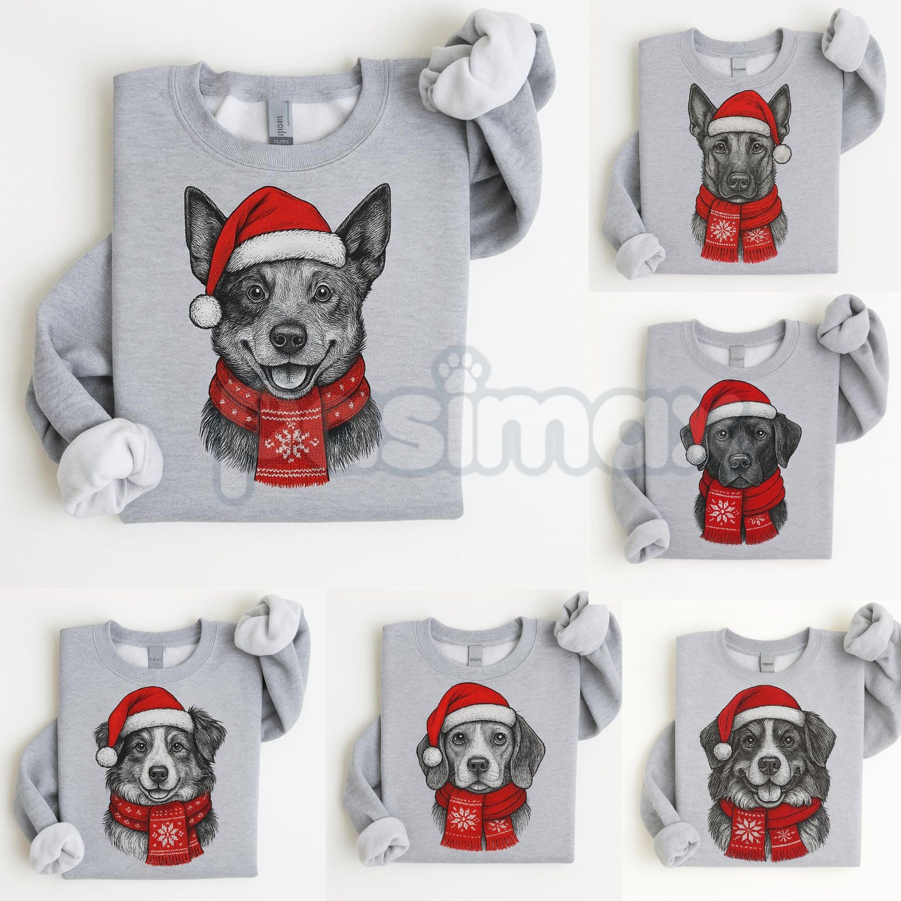 Ugly Christmas Style Santa Paws Dog Sport Grey Crewneck Sweater-Pasimax