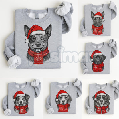 Ugly Christmas Style Santa Paws Dog Sport Grey Crewneck Sweater-Pasimax