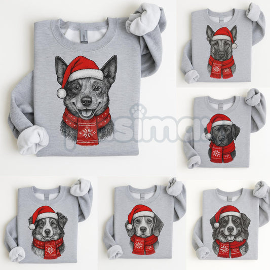 Ugly Christmas Style Santa Paws Dog Sport Grey Crewneck Sweater-Pasimax