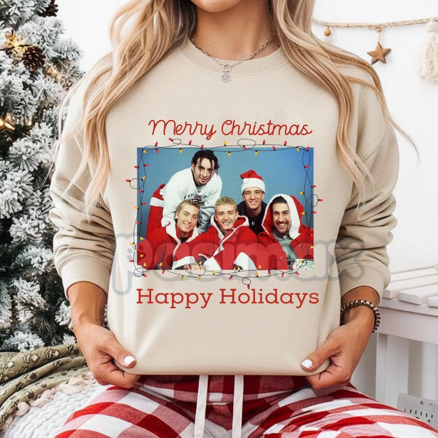Ugly NSYNC Christmas Sweatshirt | 90s Boy Band Holiday Jumper | Retro NSYNC Merry Christmas Crewneck | Tacky Pop Star Xmas Gift-Pasimax