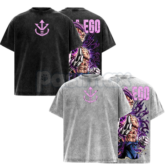 Ultra Ego Saiyan Warrior Tee – Purple Destruction Power Anime Vintage Washed Oversized Streetwear-Pasimax