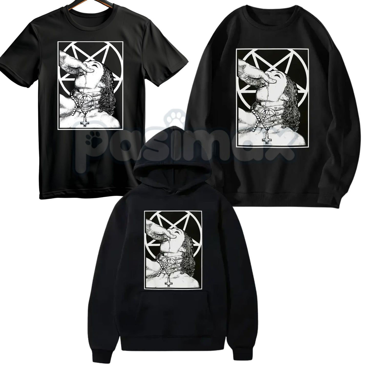 Unholy Nun Naughty Graphic T-Shirt – Dark Gothic Aesthetic Hoodie & Edgy Streetwear Sweatshirt-Pasimax