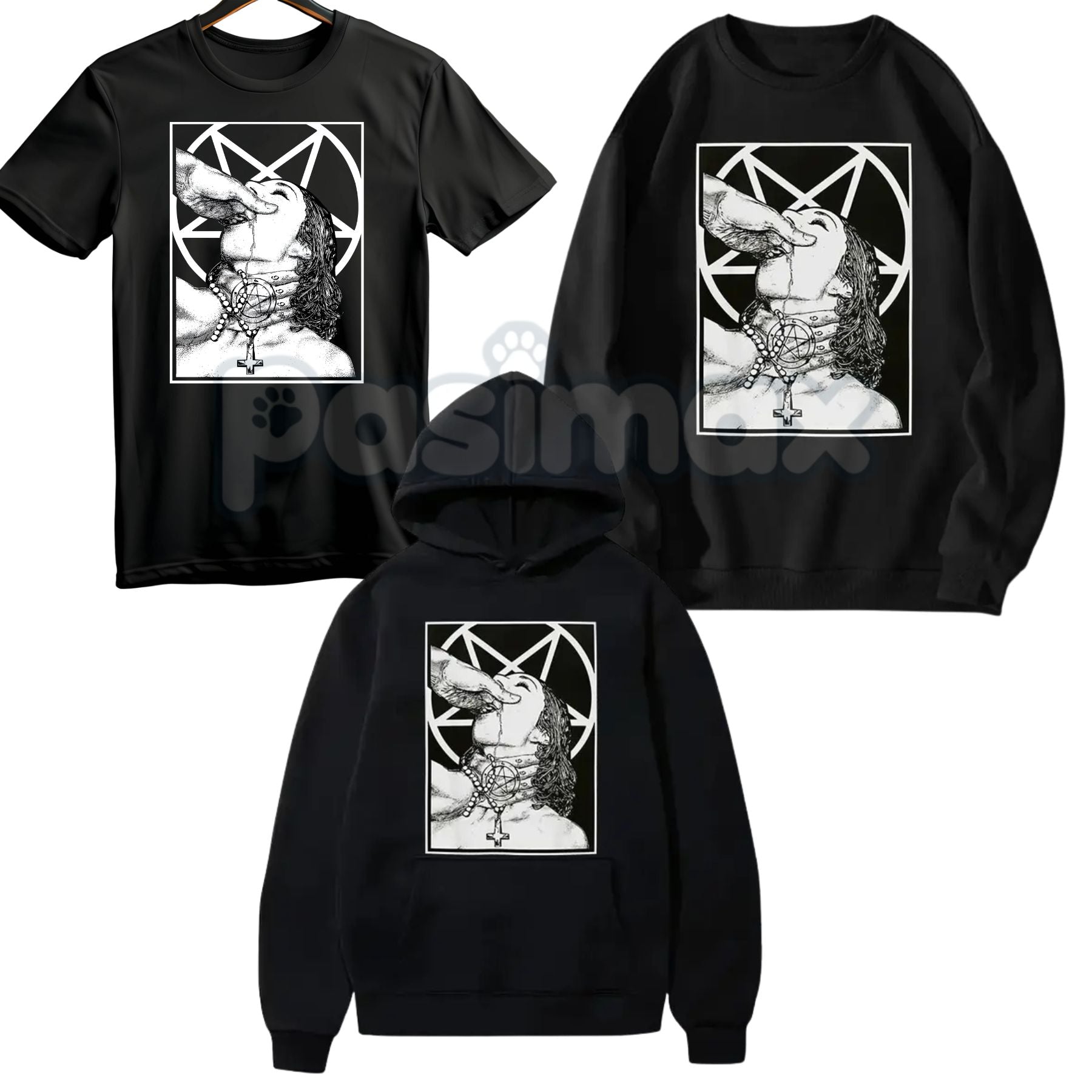 Unholy Nun Naughty Graphic T-Shirt – Dark Gothic Aesthetic Hoodie & Edgy Streetwear Sweatshirt-Pasimax