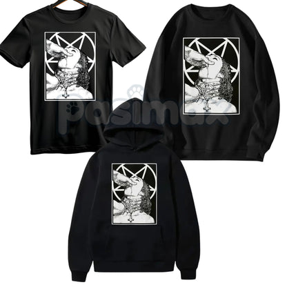 Unholy Nun Naughty Graphic T-Shirt – Dark Gothic Aesthetic Hoodie & Edgy Streetwear Sweatshirt-Pasimax